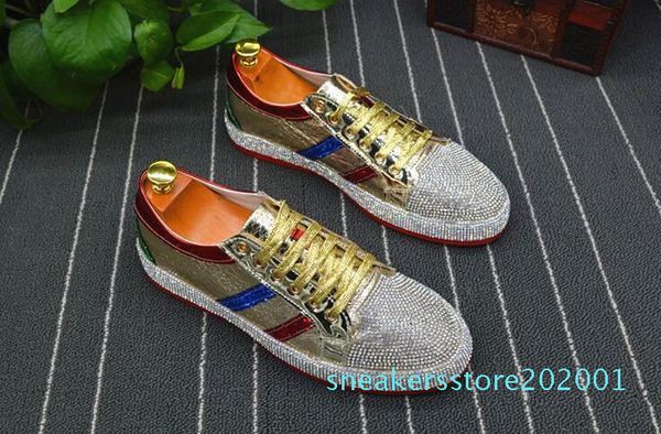 

fashion men rhinestone gold silver red mixed color causal loafers shoes moccasins men driving non-slip rubber bottom for man s01, Black