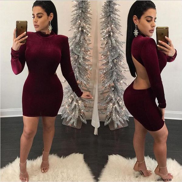 

женская дизайнер осень длинного рукава сексуальной высокого воротника спинка dressb4ke ku85, Black;gray