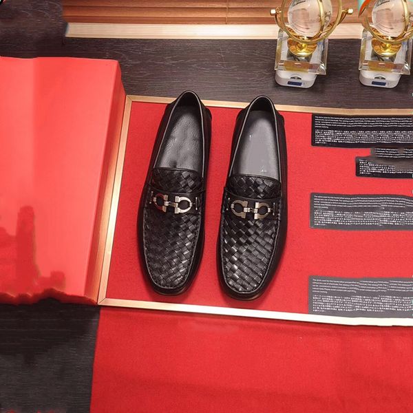 

brand men cow leather dress wedding shoe moccasins slip-on formal suit business office oxfords fashion metal buckle horsebit loafers,38-45, Black