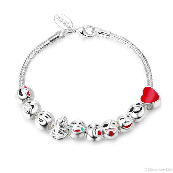 

new cute enamel emoji bracelets for kids smile beads charms bracelets & bangles for women diy pulseras jewelry sl80, Black