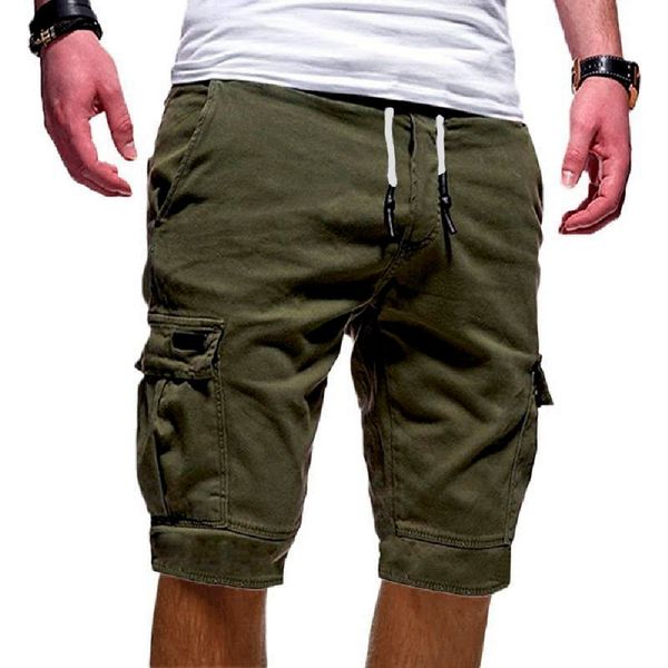 

2020 shorts men summer casual shorts streetwear men's cargo multi-pocket solid color drawstring fashion