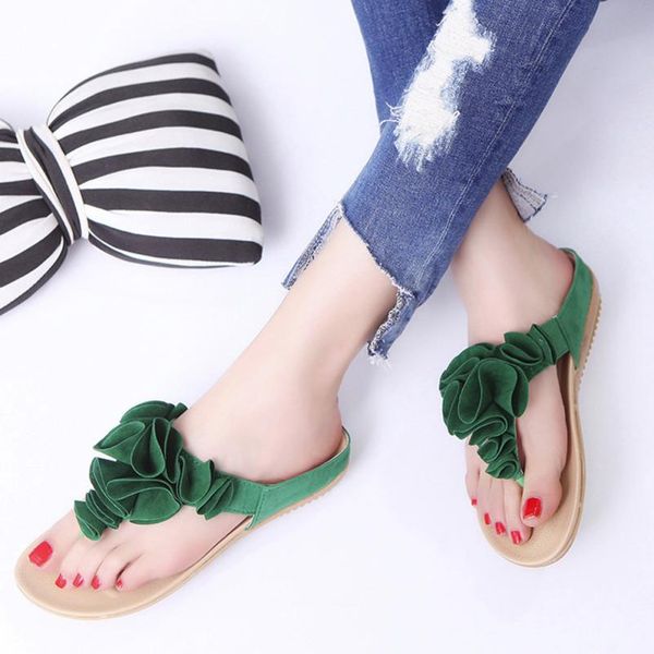 

new arrive women's slippers size 36-40 summer beach flip flops casual flat ankle open toe shoes lady pretty floral sandals girls, Black