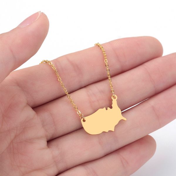 

united states map necklace&pendant customize any country&continent&city map stylish and simple necklace jewelry, Silver
