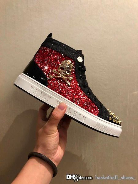 

Luxury de igner low cut uede pike neaker men leading the trend hoe upper metal rivet de ign ide cla ic kull ize 38 44, Black