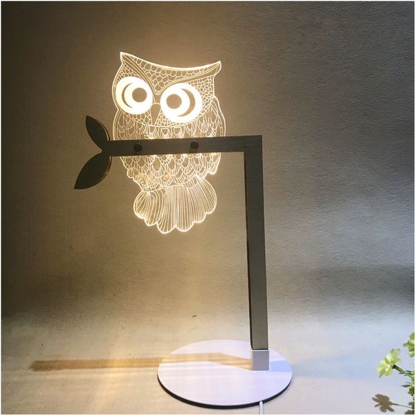 

led wooden owl 3d nightlight visual led night lights for home desk night light for child gift usb table lamp nightlight