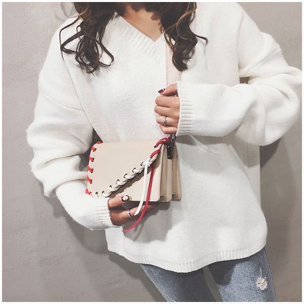 

new fashion wild tie small square bag simple mini solid color slung ladies shoulder bag wholesale