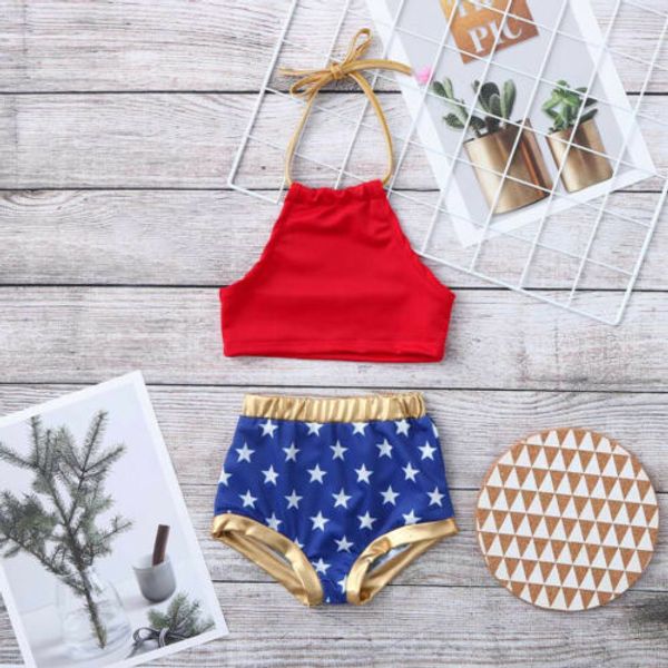 

uk 2pcs summer kids baby girl 4th of july bikini swimwear swimsuit bathing suit