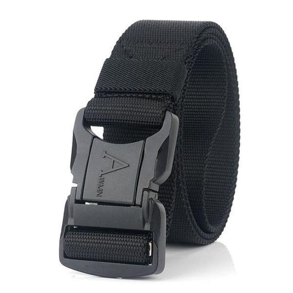 

2020 fashion nylon men belt for jeans black aluminum safety pluggable buckle male army belt outdoor work tactical new strap, Black;brown