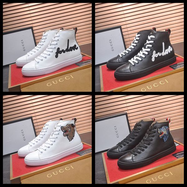 

19sw new fashion high shoes men vulcanized shoes designers shoes platform sneakers men's leather casual thick bottom footwear 2019, Black