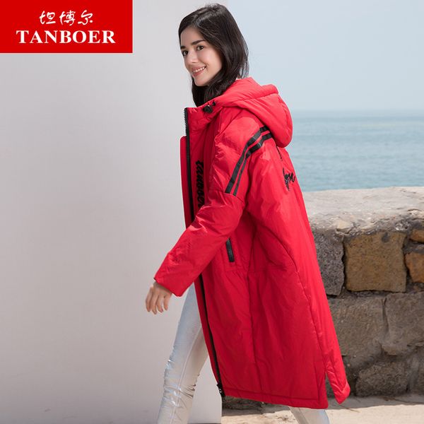 

tanboer women's down jacket windproof winter jacket long style fashion outwear warm thick duck down coat female fashion tb18730, Black