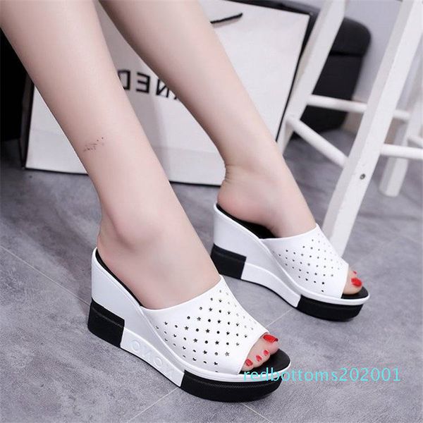 

new summer women sandals peep-toe shoes woman high-heeled platfroms casual wedges for women high heels shoes rr1, Black