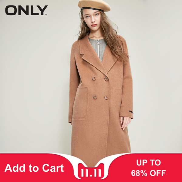 

only 2018 women's winter long double-faced woolen coat | 11834s504, Black;brown