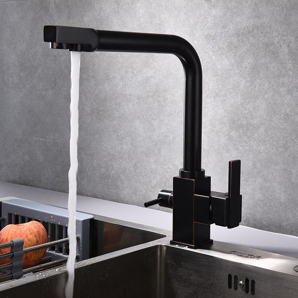 

высокое качество смеситель для кухни double handle подключение к водоочистителя многофункциональный кухонный кран