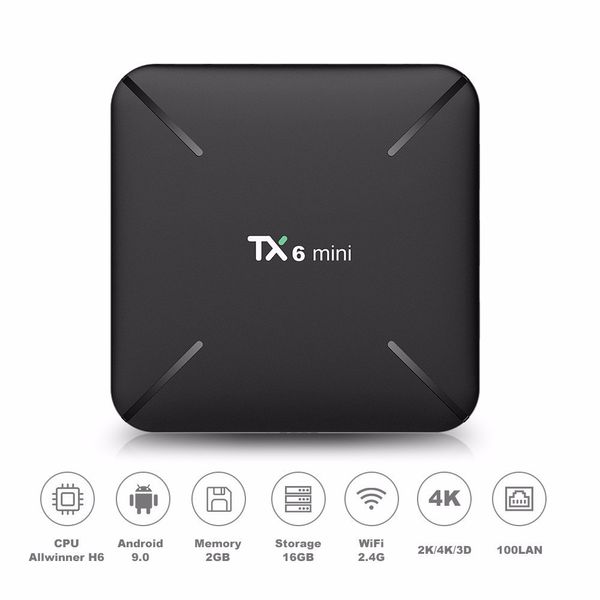 

TX6 мини ТВ коробка 4K Андроид 9.0 2 ГБ 16 ГБ четырехъядерный процессор Allwinner Н6 3 доллара.0 2.4 г WiFi BT в Google и YouTube плеер Нетфликс