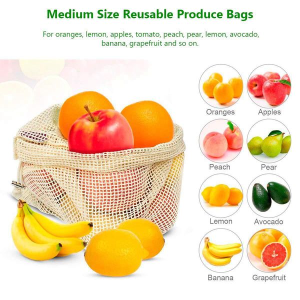 

reusable produce mesh bags washable organic cotton mesh vegetables bag cotton storage bags biodegradable grocery bags breathable for fruits