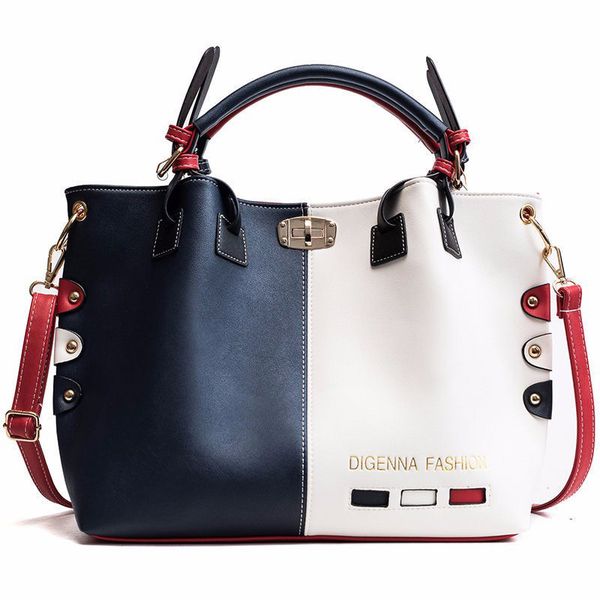 

fggs-new contrast color messenger bag casual wild large-capacity shoulder bag diagonal cross tote