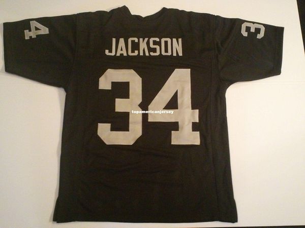 

retro custom sewn stitched #34 bo jackson black mitchell & ness jersey men's football jerseys rugby, Black;blue