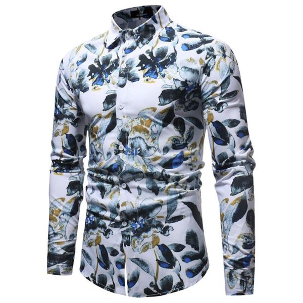 

man new fashion printed кнопка блуза fast dry с длинным рукавом бизнес тонкий топы повседневный высокого качества streetwear # guahao, White;black