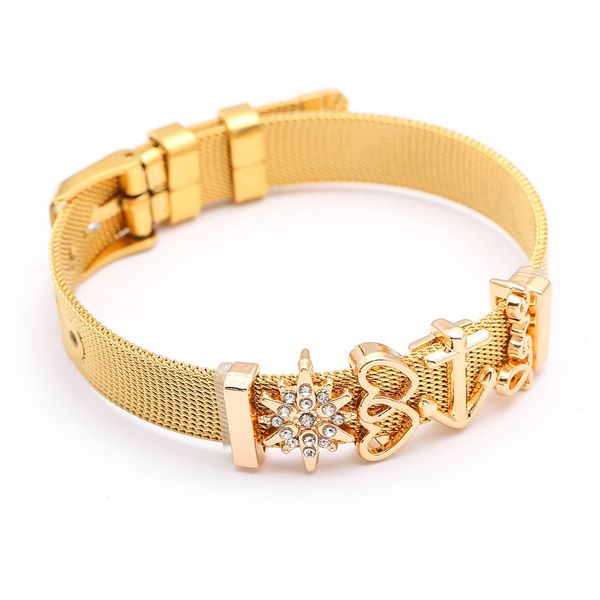

stainless steel watchband diy love ship tracking keeper bracelet lovers bracelet, Golden;silver