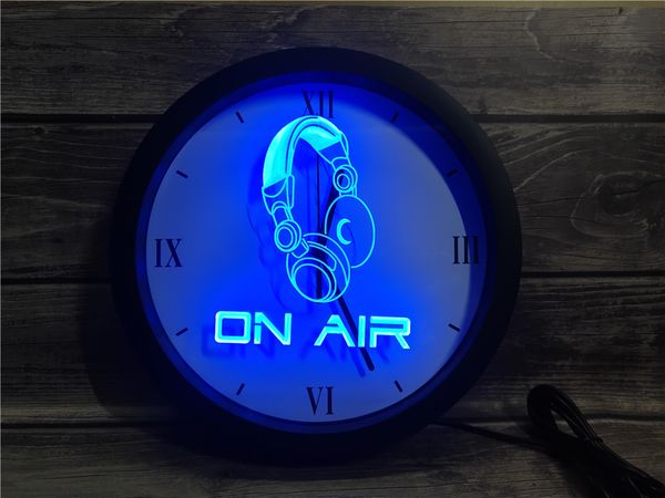 

0m013 on air headphone headset studio app rgb led neon light signs wall clock