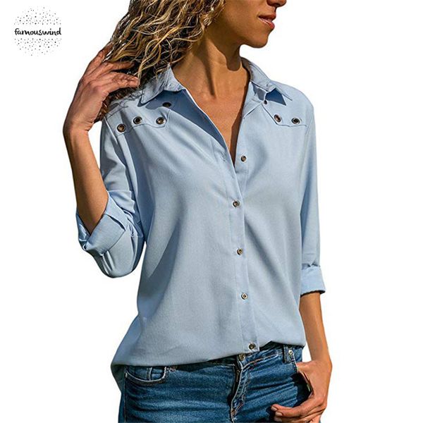

women blouses 2019 office elegant long sleeve blouse shirt turn down collar chiffon blouse spring chiffon shirts blusas camisa, White