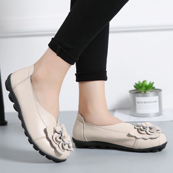 

women flats 2020 new fashion ballet shoes moccasins women shoes genuine leather loafers non-slip ladies shoes women mom footwear, Black