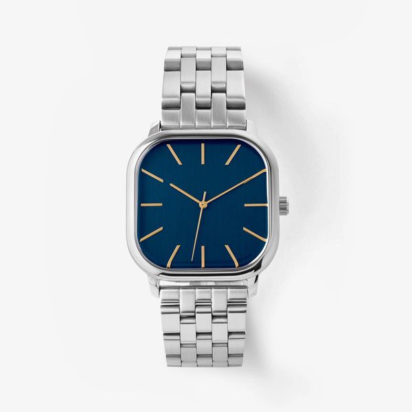 

316l stainless steel watch minimalist watches square 3atm water resistant quartz watch, Slivery;brown