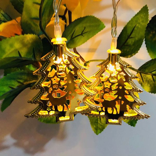

led deer christmas tree lights string wrought iron creative light string pendants ornaments holiday party garden decor 10/20leds