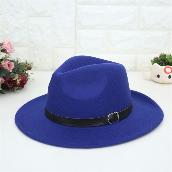 

hat summer women's crushable wool felt outback hat panama wide brim with belt chapeu sombreros sombreros, Blue;gray