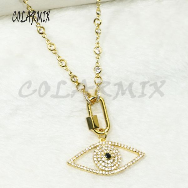

2 pcs eyes pendant necklace zircon pendant necklace crystal stone wholesale jewelry chain gift for lady 50447, Silver