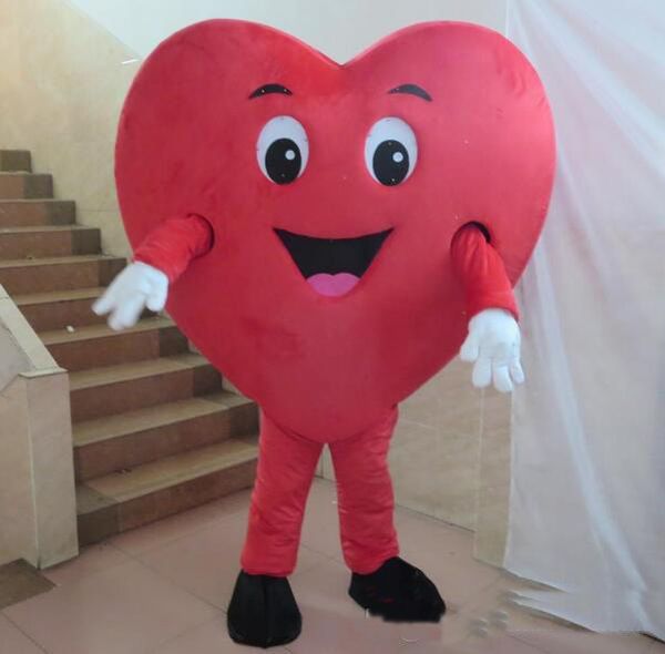 2019 fábrica quente a cabeça grande traje de mascote de coração vermelho para adulto usar para venda