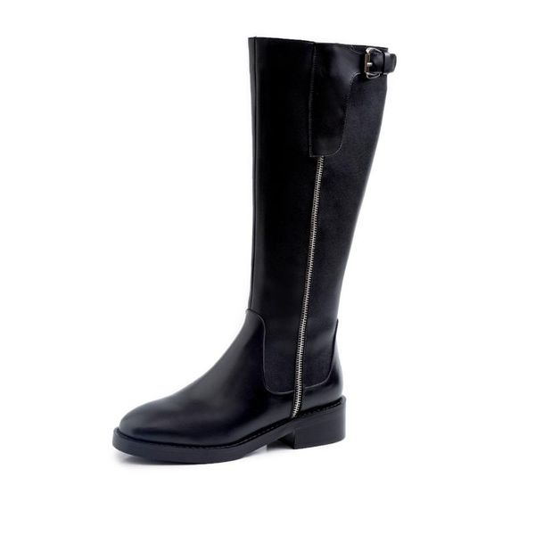 

knee hight zipper boots winter 2019 boots women mid-calf back zippers fashion brand 4.5cm heel, Black