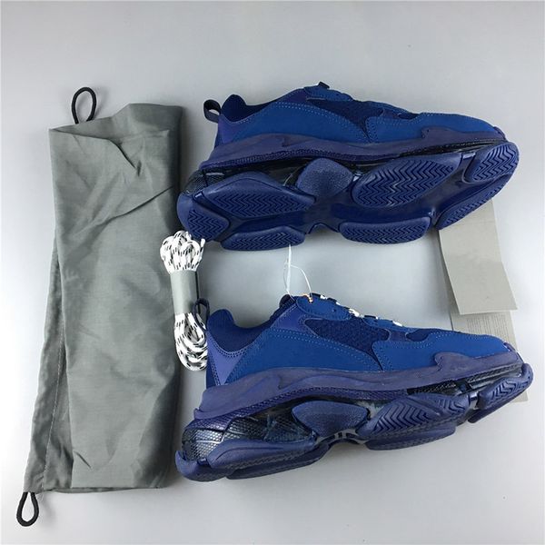 

Paris 2019 Blue Triple-S Leisure Shoes Luxury Dad Shoes Platform Crystal Triple S Sneakers for Men Women Vintage Clunky Trainer