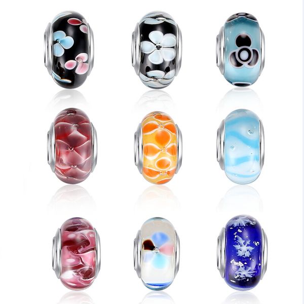 

высокое качество silver diy муранского стекла бисер fit wst браслет браслеты подвески для женщин оригинал европейского ювелирного sdp6302, Blue;slivery