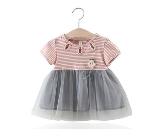 

korean children's clothing 2019 summer foreign trade girls short-sleeved dress baby baby mesh princess dress, Red;yellow