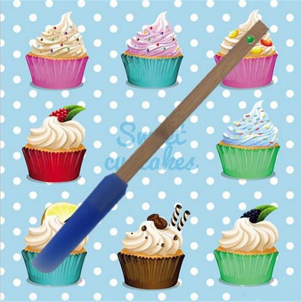 

деревянная ручка-шпатель силиконовая головка с подвесным отверстием антипригарным покрытием термостойкий шпатель крем-масло скребок для кухн