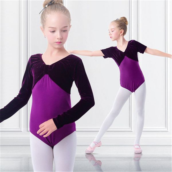 

short long sleeve gymnastics leotards for girls dance ballet gymnastics clothes for kids ballet clothing