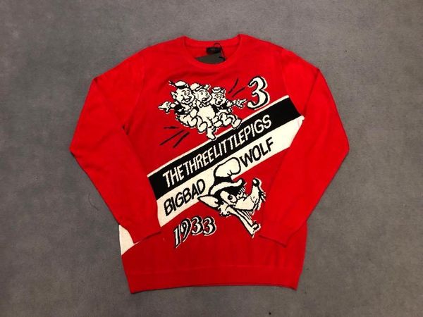 

19fw luxurious italy brand design hoodie long sleeve crewneck sweater sweatshirt fashion three pig pullover hoodie outdoor sweatshirt, Gray;blue
