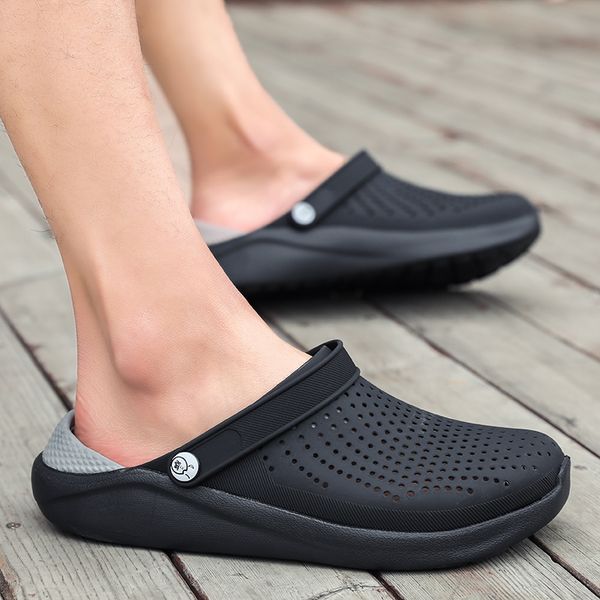 

2020 new arrival croc clogs summer shoes summer beach sandals men crock flat hole shoes mans swimming slipper sandalias t200520, Black