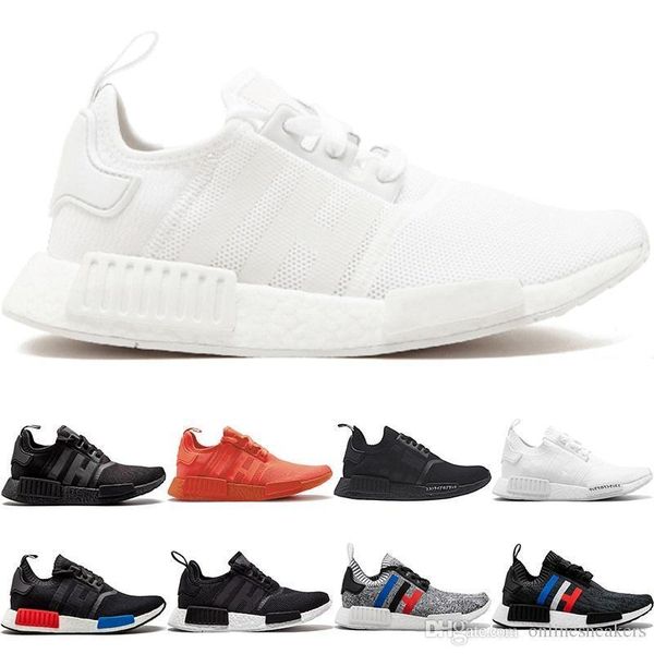 

nmd r1 primeknit running shoes men women triple black white og classic tri-color grey oreo japan red sports sneakers size 5-11 ing