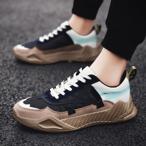 

019 autumn new mesh running fashionable shoes fashion versatile casual web celebrity match color deodorant fashionable men's shoes, Black