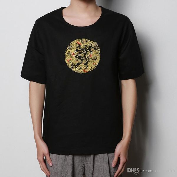 

new luxury fashion designer short t-shirt european style men's round neck t-shirt loose flax short-sleeved men's clot, White;black