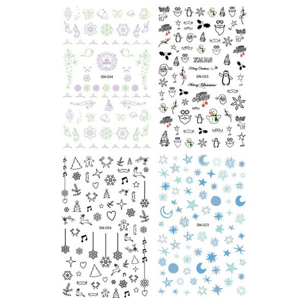 

luminous series new 2018 nail art stickers tips decoration nails wraps harajuku merry christmas stickers, Black