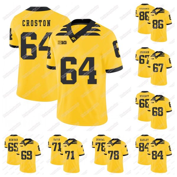 

2019 айова 63 austin blythe 64 коул croston 67 джалил джонсон 69 киган рендер 71 carl davis ncaa college football джерси, Black