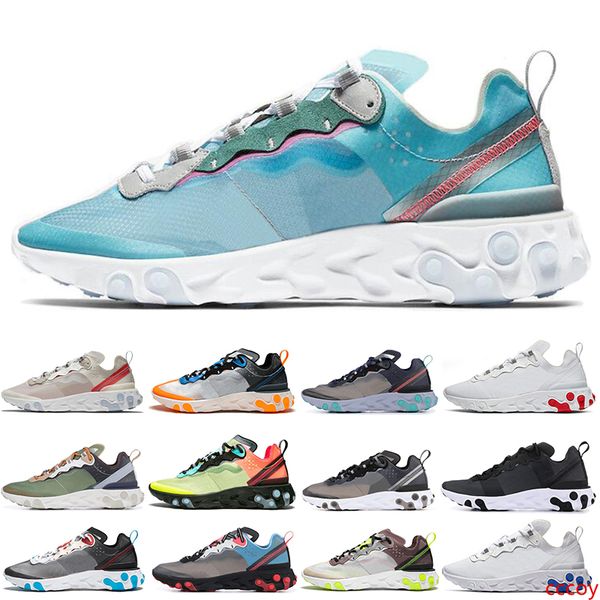 

2019 react element 87 55 кроссовок для мужчин, женщин белых черного neptune зеленый синих женихов тренера дизайнером дышащих кроссовки работ