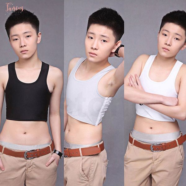 

binder грудь короткие груди жилет дышащий пряжка trans лесбийская tomboy футболка tops women костюм хорошее качество, White