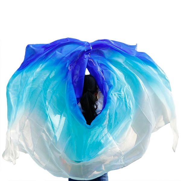 

100% silk professional handmade veils belly dance scarf shawl gradient multi color silk veil belly dance accessories kids adults, Black;red