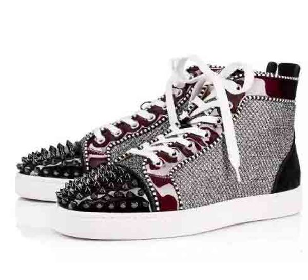 

new arrive men sneakers red bottom shoes brand designer high cut spikes orlato men's flat walking party dress shoes trainers 35-46, Black