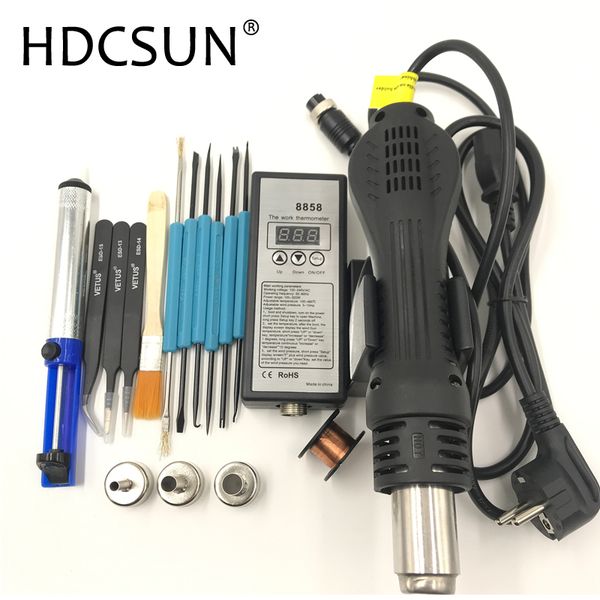 

8858 110v 220v portable air gun bga rework solder station air blower heat gun intelligent detection and cool