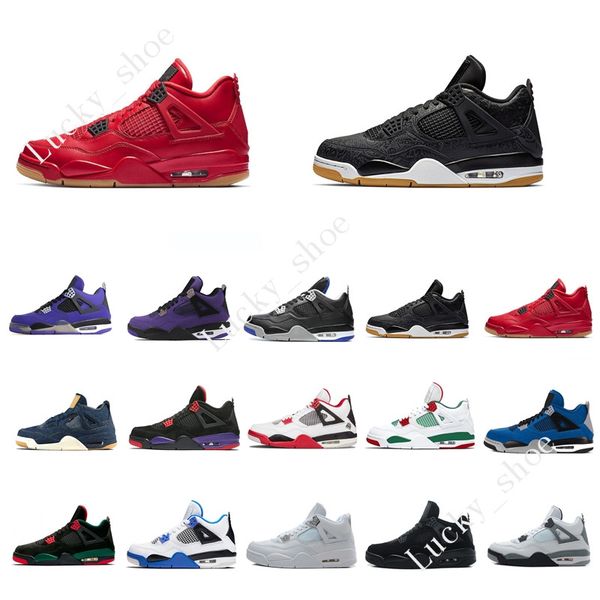 

4 4s men basketball shoes motosports blue fire red white cement pure money toro bravo bred fear pack athletic sports sneakers trainers